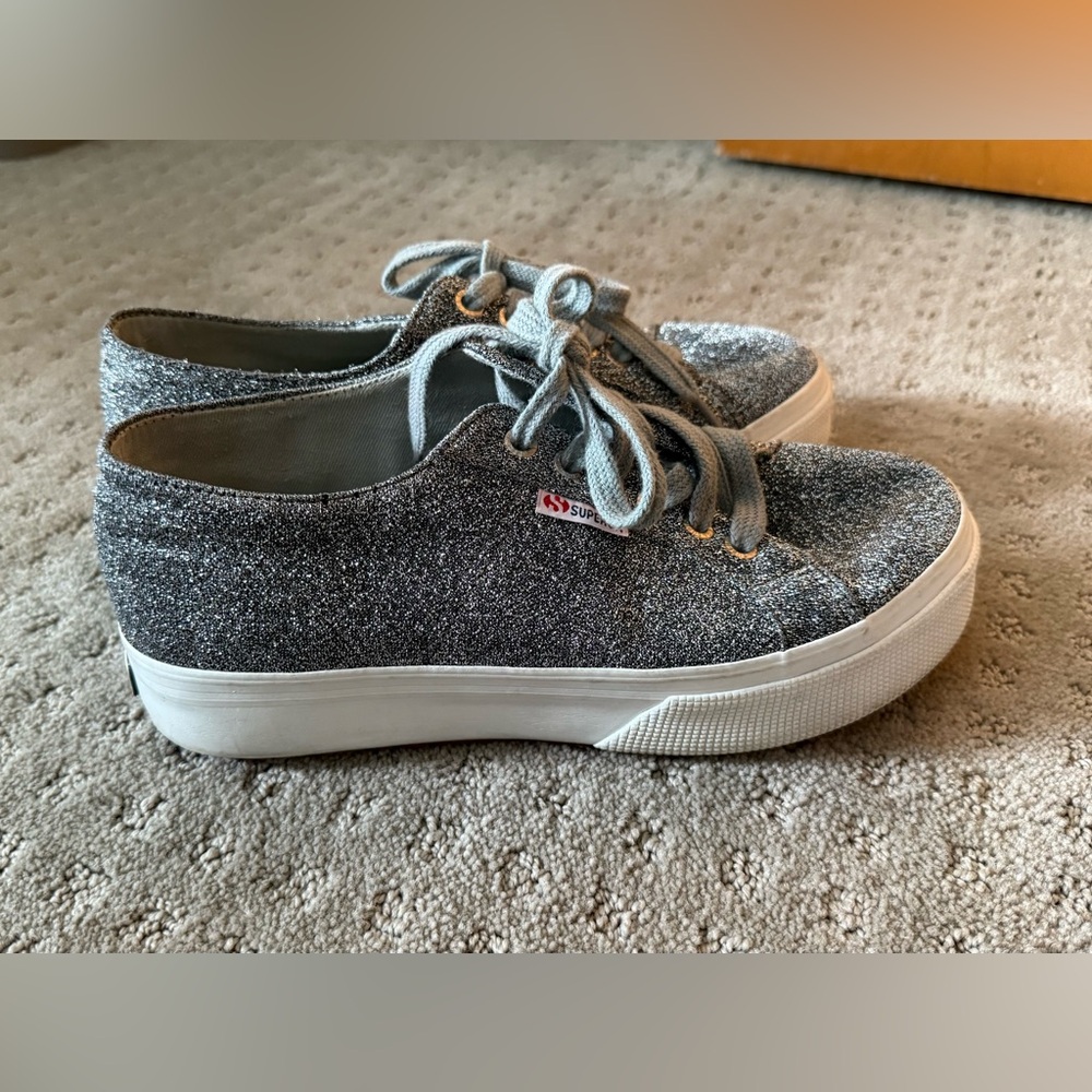 Superga Glittery Silver Sneakers